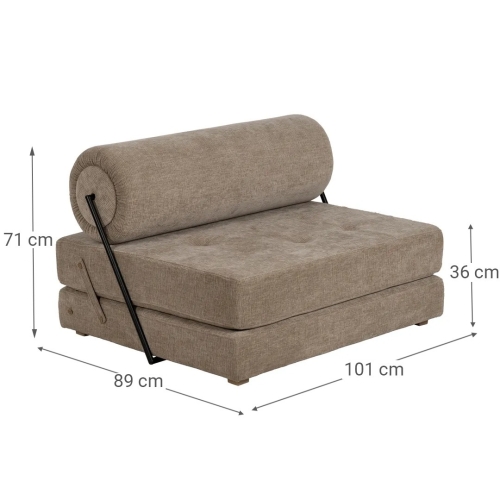 Sillón Cama Beige de Tejido Suave y Estructura de Madera 613617