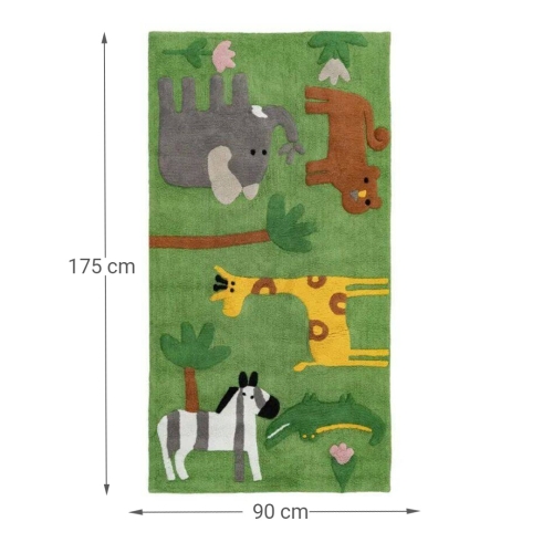 Alfombra para Niños con Animales 175x90 Fabricada con Algodón 608543