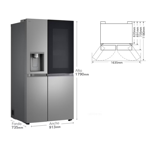 Frigorífico Side by Side LG 179 cm Clase D GSXE80PYBD