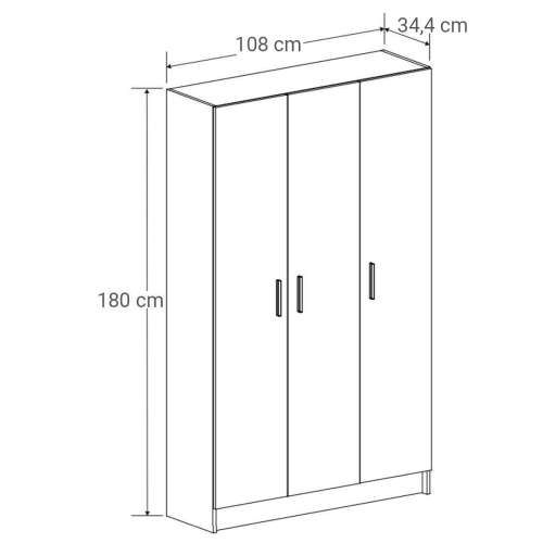 Mueble Multiusos 3 Puertas con 3 Estantes de Melamina Color Blanco AURA