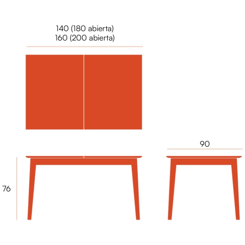 Mesa de Comedor Extensible de Madera Roble y Sobre Biselado de 25 mm 140-180 cm AURA