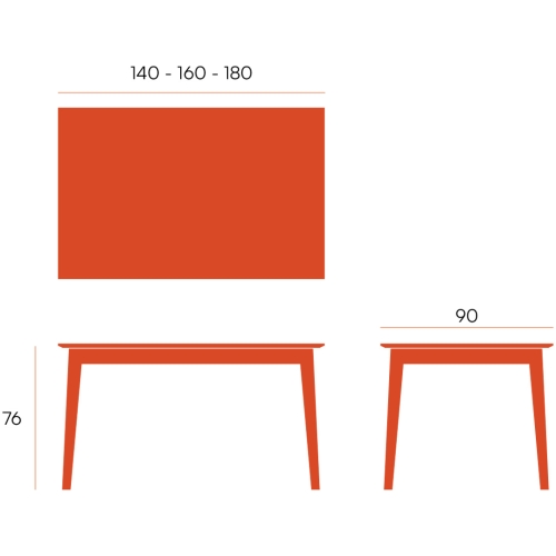 Mesa de Comedor Fija de Madera Roble y Sobre Biselado de 25 mm 160 cm AURA