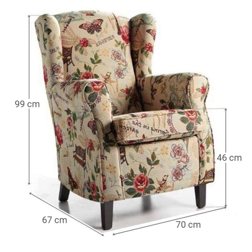 Butaca fija Orejera Estampada SONIA 7201