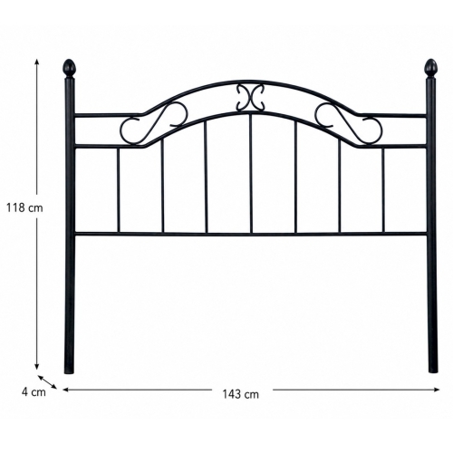 Cabecero de Metal Forjado de color Negro 135 cm DEIRDRE