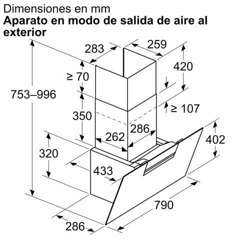 Campana Balay Inclinada Cristal Negro 80cm 768m3/h 3BC587GNH