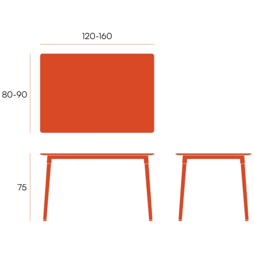 Mesa de comedor Fija con Patas de Madera y Sobre de MDF Lacado CARIBE 120 cm