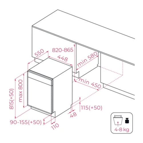 Lavavajillas Integrable TEKA DFI 44850 45 CM 10 Cubiertos Clase E 114310008