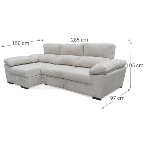 Sofá Chaise Longue con Arcón y Asientos Deslizantes Izquierda ELAN