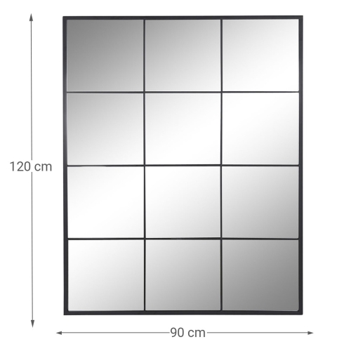 Espejo de Pared de Cristal y Hierro Negro de 90x120 cm ES-195697