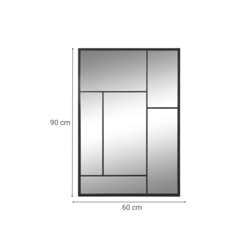 Espejo de Pared Vertical de Cristal y Hierro Negro de 90 cm ES-215373