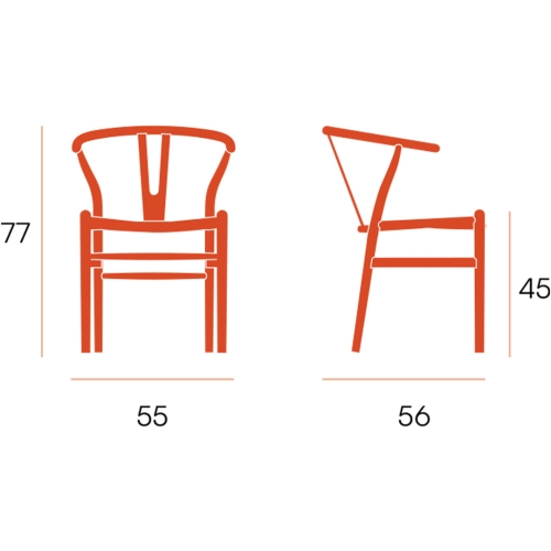Juego de dos sillas con Asiento de Cuerda Natural y Estructura de Madera Haya Negra ETNA CG3002NC
