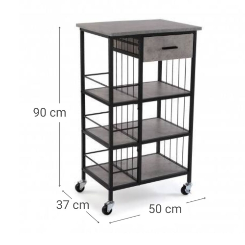 Carro de Cocina con Ruedas 3 Baldas Gris 21810098