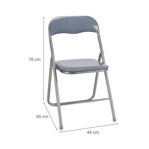 Silla Plegable Gris Brillo con Patas Grises 76916