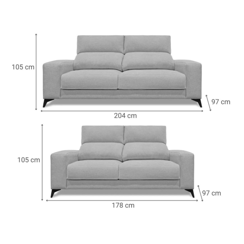 Conjunto de Sofá 3+2 Plazas con Cabezal Reclinable y Asientos Deslizantes OMAR