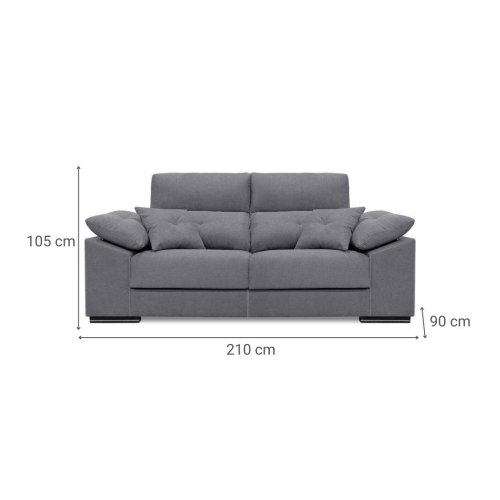 Sofá 3 Plazas de 210 cm con Cabezal Reclinable y Asientos Deslizantes NOEMI