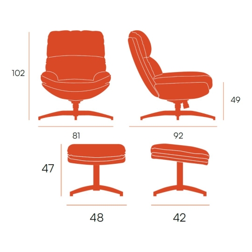 Butaca Giratoria 360º con Ottoman Gris+Tormenta FRESIA CG2216GT