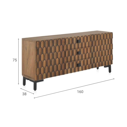 Aparador en madera de mango bicolor (natural y negro) de estilo clásico GABAR 10691