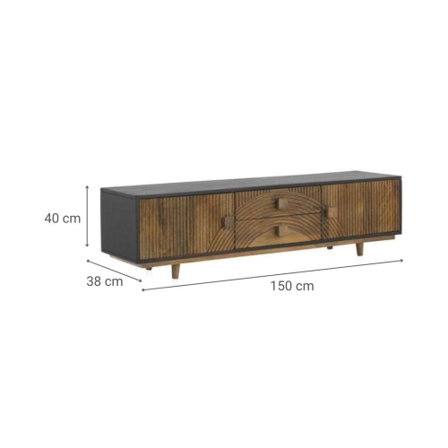 Mueble de Televisión de Madera Color Natural y Negro GABAR 10693