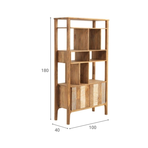 Librería de madera de mango gris envejecida GABAR 10701