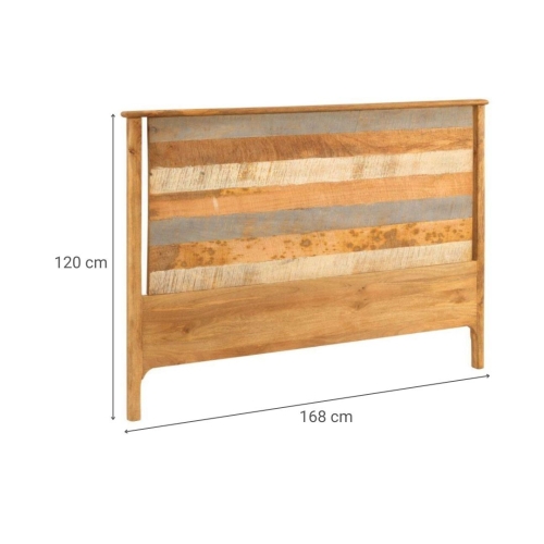 Cabezal de Madera Maciza de Mango 165 cm Gris GABAR 10712