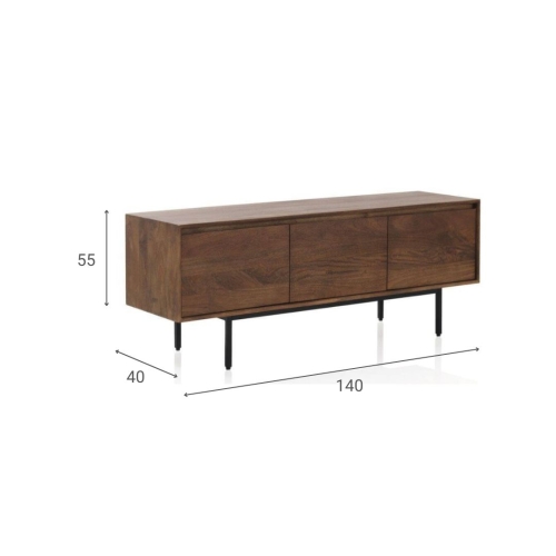Aparador bajo marrón con 3 puertas lisas de madera de mango GABAR 10820