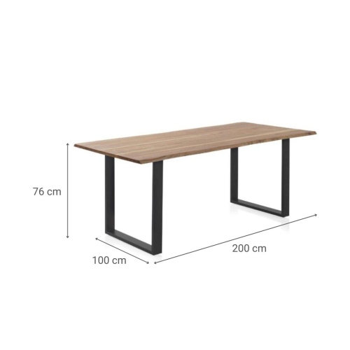 Mesa de comedor de 200x100 cm en madera maciza de acacia color natural GABAR 10834