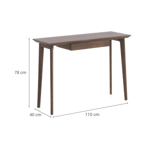 Consola con cajón de madera maciza de acacia acabado natural GABAR 10840
