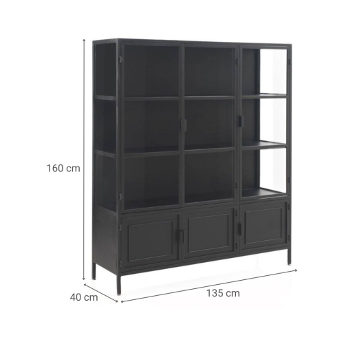 Vitrina negra de metal y cristal GABAR 10866