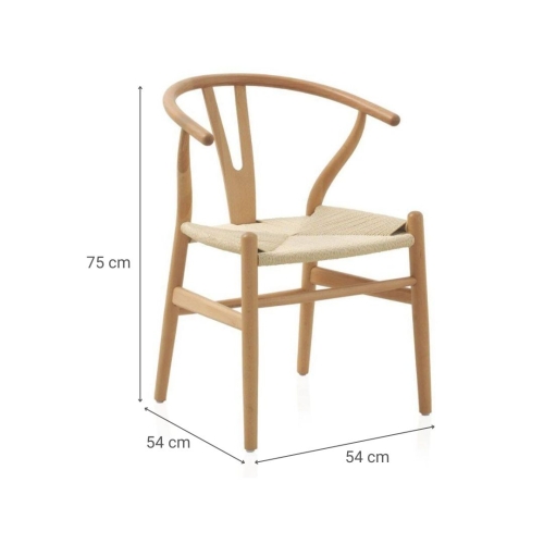 Sillón de Madera de Haya con Acabado Natural y Asiento Trenzado GABAR 10870/1