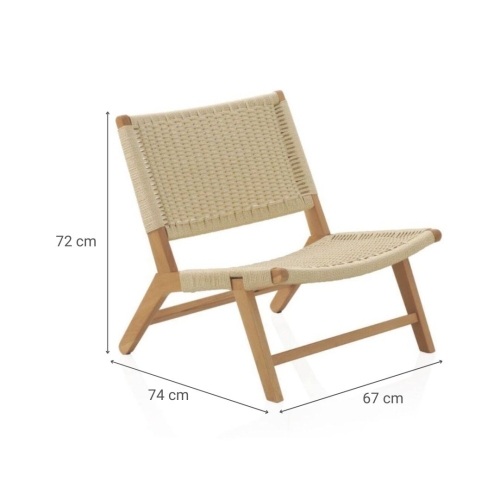 Sillón de madera de haya con acabado natural y asiento y respaldo trenzados GABAR 10874