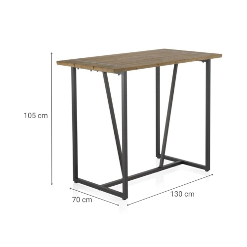 Mesa alta con encimera de madera de abeto color natural GABAR 10958