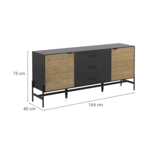 Aparador de madera de fresno negro y puertas de fresno natural GABAR 10973
