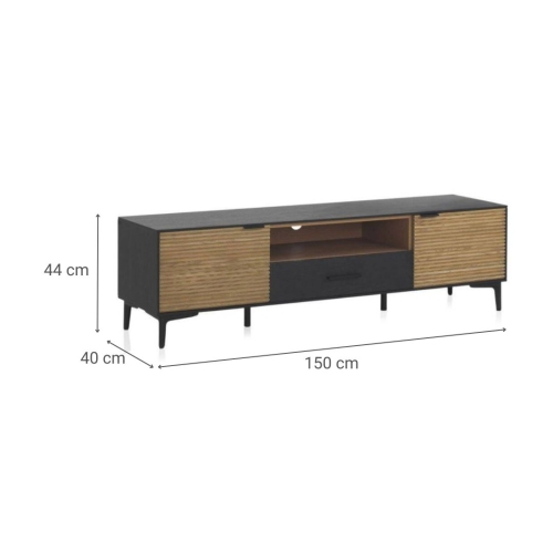 Mueble de TV Chapado en Fresno Natural con Cajón Negro GABAR 10976