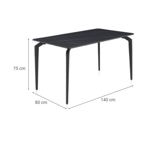 Mesa de comedor negra con patas de metal GABAR 11044