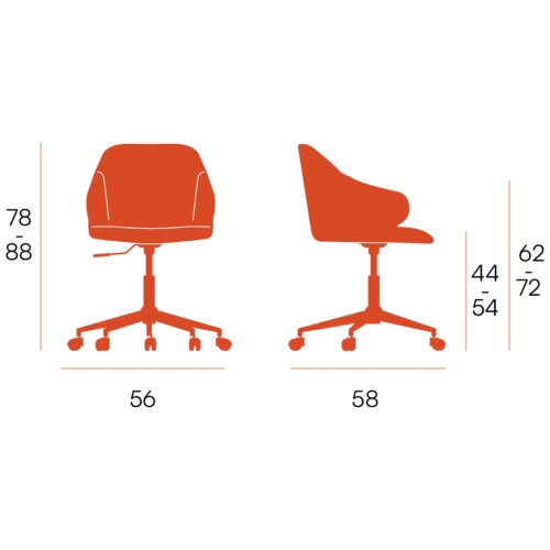 Silla giratoria tapizada con patas metálicas blancas ZURICH