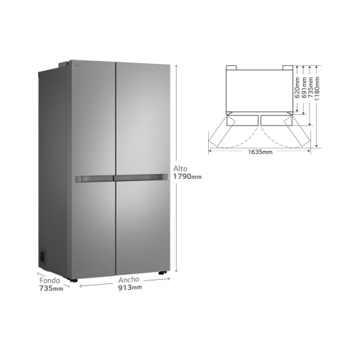 Frigorífico Side by Side LG Inox Antihuellas 634L Inverter GSBC40PYPE