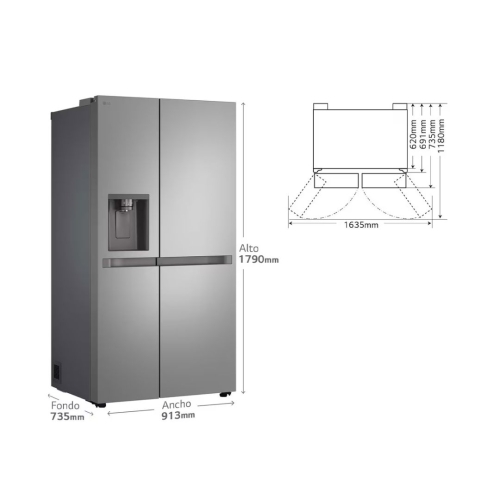 Frigorífico Side by Side LG 634L Inox Dispensador GSLC40PYPE