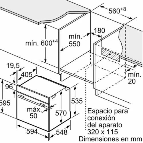 Horno Multifunción BOSCH 71L A+ Limpieza con Agua HBA514ES3