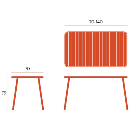 Mesa de terraza con Estructura Metálica HONOLULU 70 cm