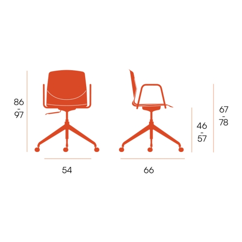 Silla Giratoria de Polipropileno con Patas de Plástico Nylon Blancas HOUSTON