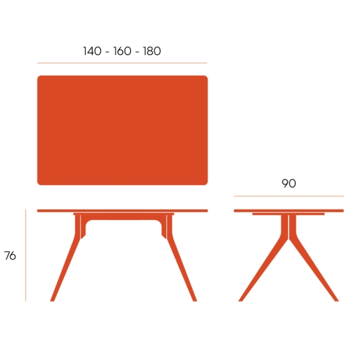 Mesa de Comedor Patas Negras Fija de 140 cm metal-Melamina ISEO