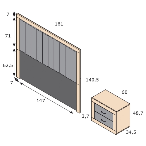 Conjunto de Dormitorio Color Humo y Roble JORDAN EVO Nº 25