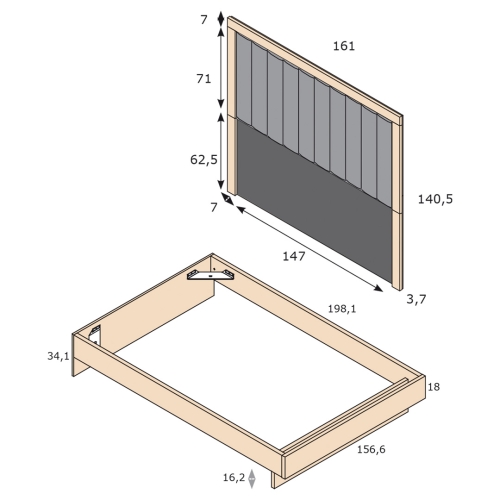Conjunto de Dormitorio JORDAN EVO Color Roble Natural, Tierra y Perla Nº 31