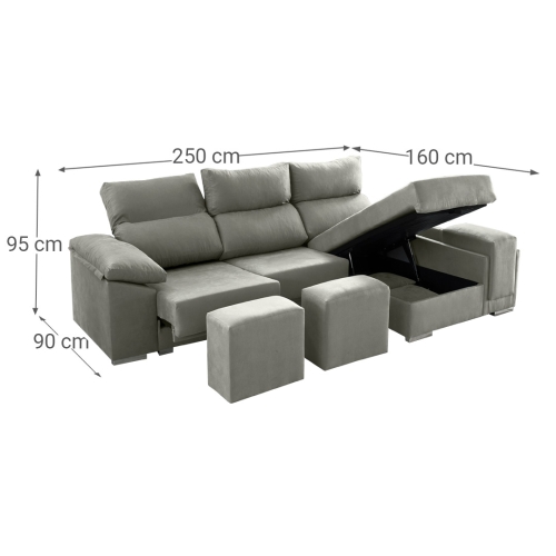 Sofá 2 plazas con Chaise Longue a la derecha Modelo Kenia