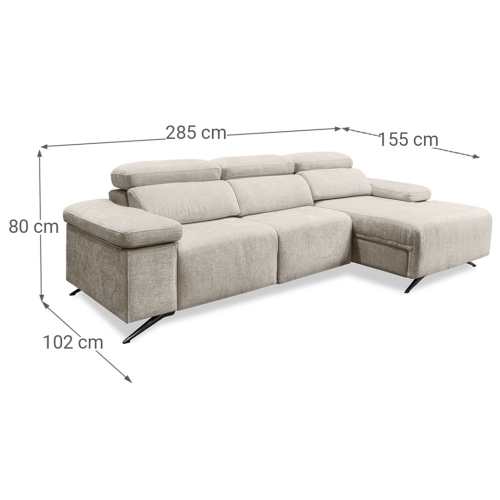Sofá Chaise Longue con Arcón y Asientos Deslizantes Derecha LEXI