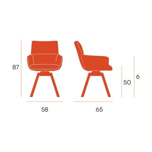 Juego de 2 Sillas Giratorias de 360° con Respaldo y Asiento Tapizados y Patas de Madera LIVERPOOL