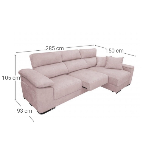 Sofá 3 plazas con Chaise Longue Derecha con Arcón MARIA