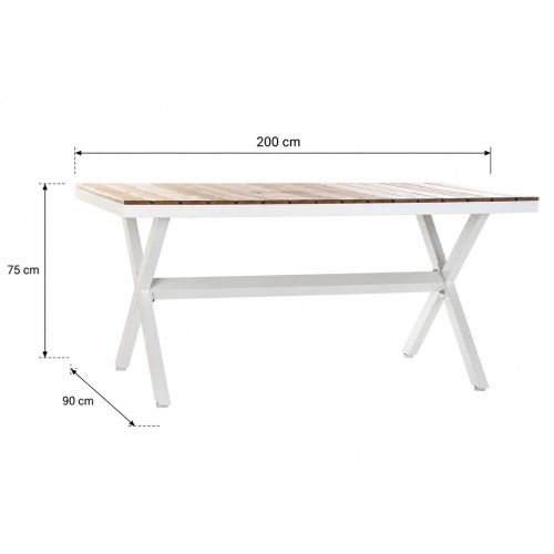 Mesa de Jardín de Aluminio Blanco y Resina de 200 cm MB-200825