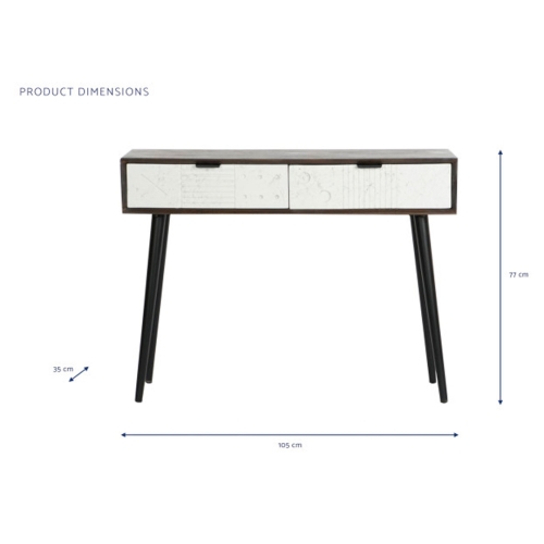Consola con 2 Cajones Color Marrón Oscuro y Blanco MB-206316