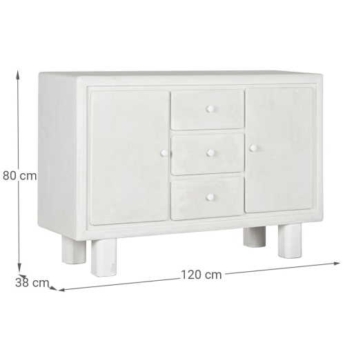 Aparador de 120 cm de MDF-Abeto Acabado Rugoso Blanco MB-216609